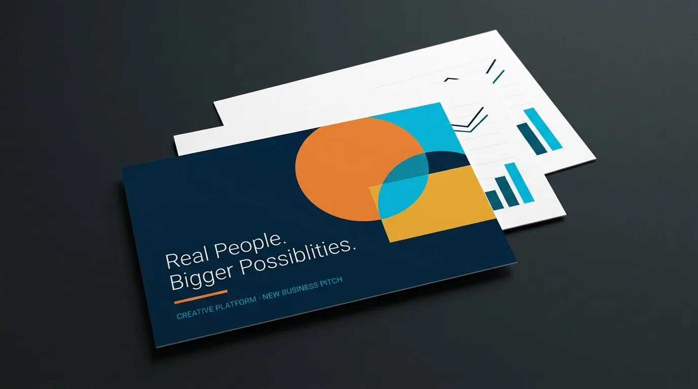 Brand Platform, New Business Pitch deck: Real People. Bigger Possibilities.